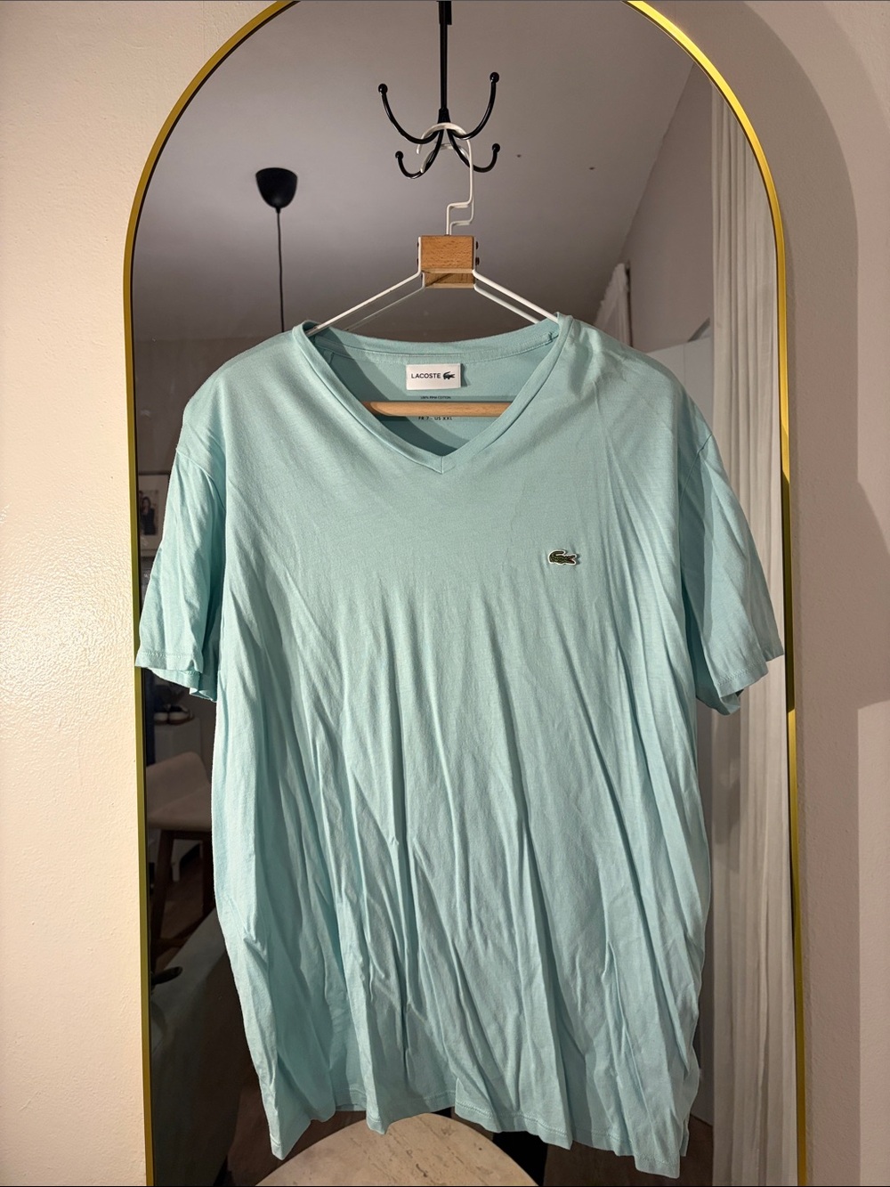 Lacoste Men's V-Neck Tee in Mint